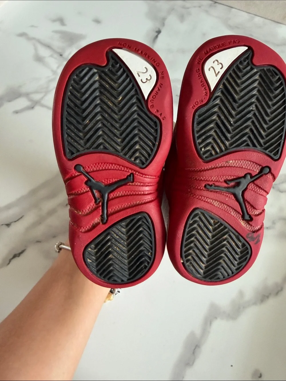 Jordan Kids White and Red Low-Top Sneakers